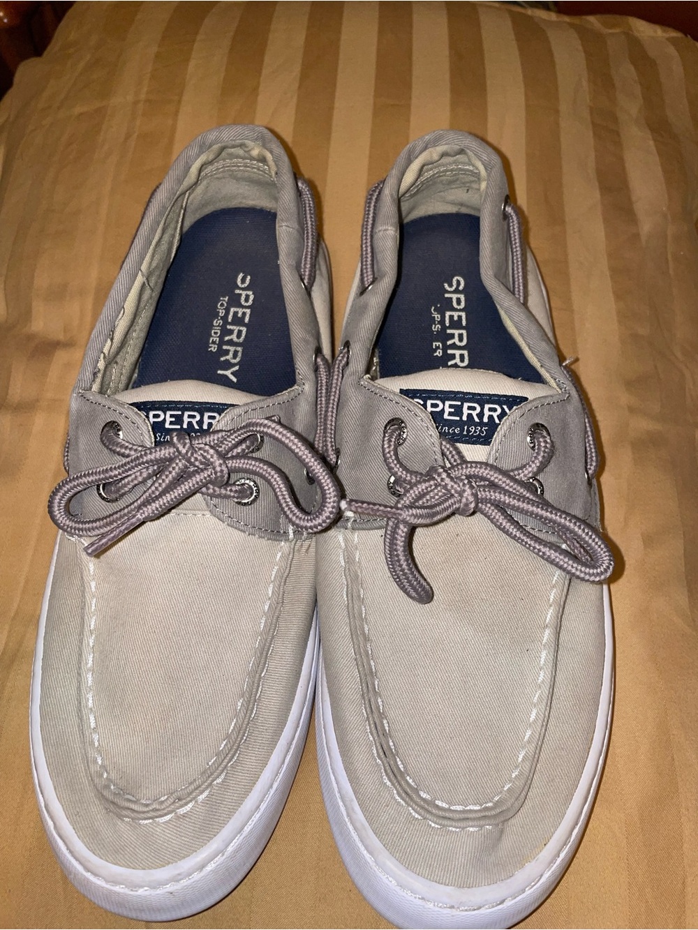 Sperry Men’s Light Gray Canvas Boat Shoes